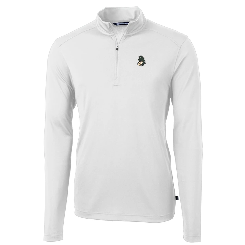 Pull zippé en piqué écologique recyclé pour homme, couleur blanche, de l'équipe des Spartans l'État du Michigan, grande et taille, Cutter & Buck