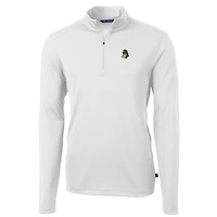 Pull zippé en piqué écologique recyclé pour homme, couleur blanche, de l'équipe des Spartans l'État du Michigan, grande et taille, Cutter & Buck