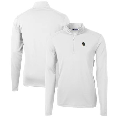 Pull zippé en piqué écologique recyclé pour homme, couleur blanche, de l'équipe des Spartans l'État du Michigan, grande et taille, Cutter & Buck