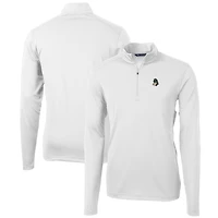 Pull zippé en piqué écologique recyclé pour homme, couleur blanche, de l'équipe des Spartans l'État du Michigan, grande et taille, Cutter & Buck