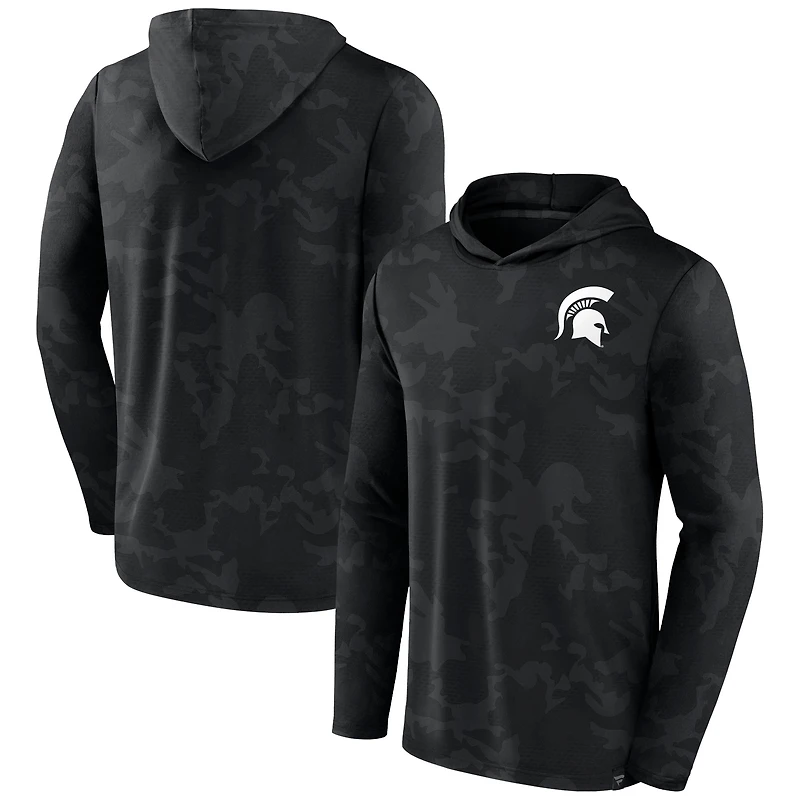 Men's Fanatics  Black Michigan State Spartans Camo Hoodie Long Sleeve T-Shirt