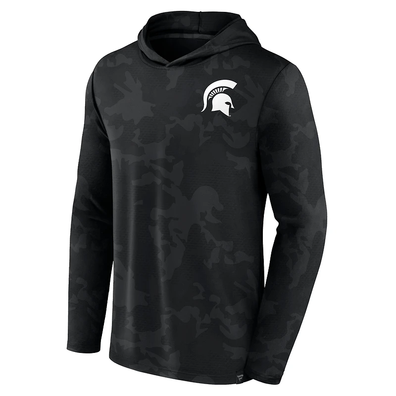 Men's Fanatics  Black Michigan State Spartans Camo Hoodie Long Sleeve T-Shirt