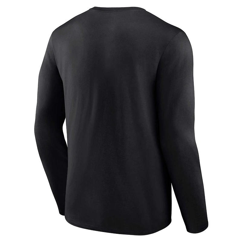 Men's Fanatics Black Michigan State Spartans Distressed Arch Over Logo Long Sleeve T-Shirt
