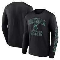 T-shirt à manches longues Fanatics Black Michigan State Spartans avec logo vieilli en arc de cercle
