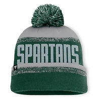 Men's Fanatics Green/Gray Michigan State Spartans Thrive Cuffed Knit Hat with Pom