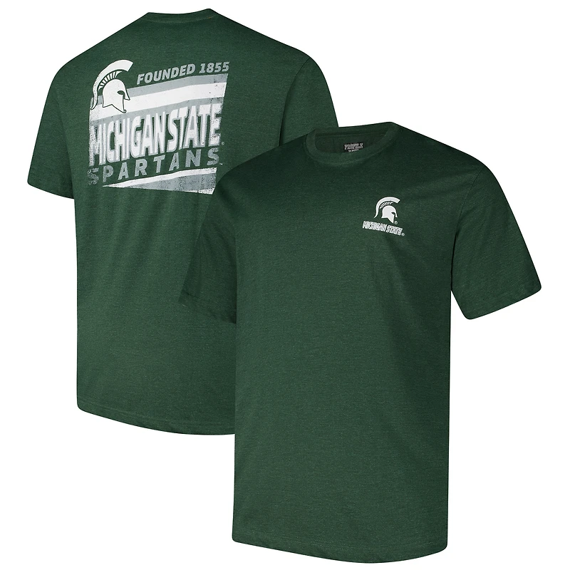 T-shirt fanatique vert Michigan State Spartans pour hommes, grande taille et idéal délavé