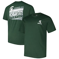 T-shirt fanatique vert Michigan State Spartans pour hommes, grande taille et idéal délavé