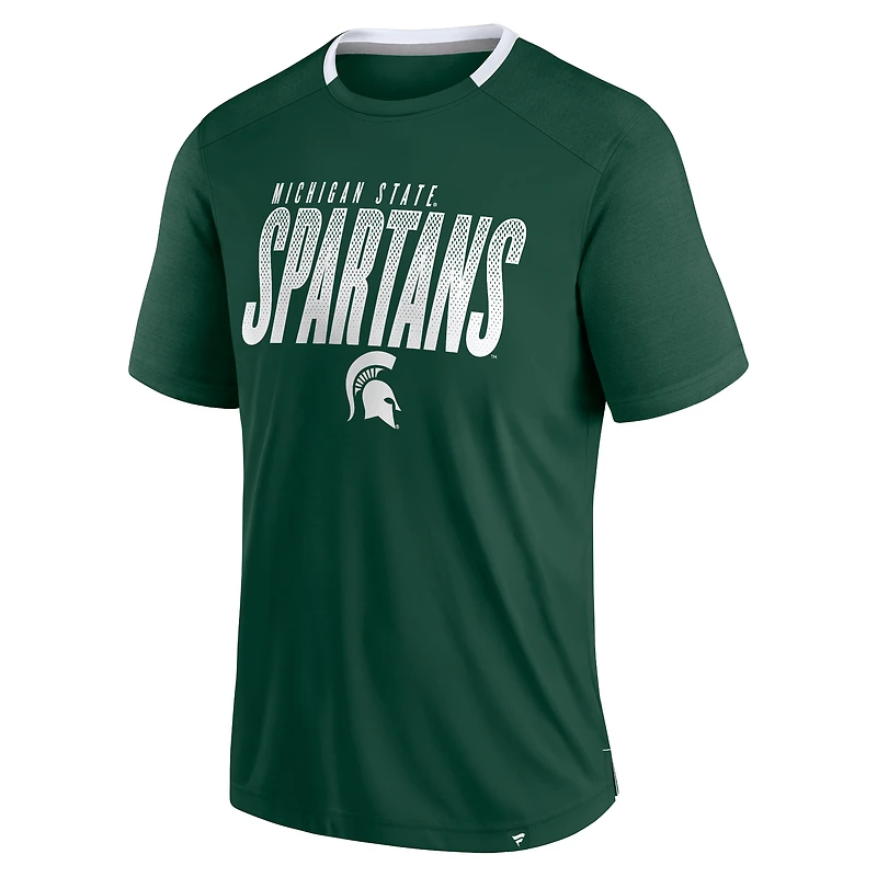 Men's Fanatics Green Michigan State Spartans Defender Fade Slant T-Shirt
