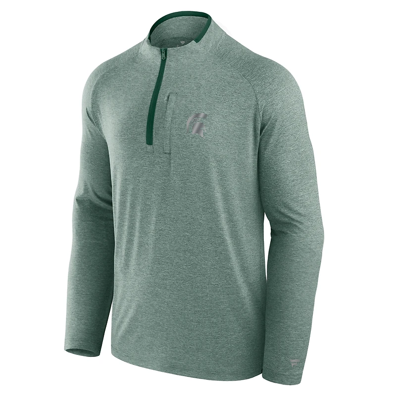 Men's Fanatics Green Michigan State Spartans Mock Neck Half-Zip Pullover Jacket