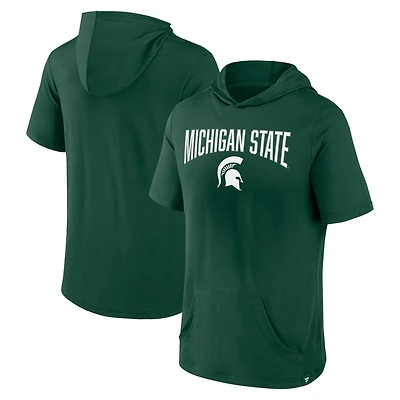 T-shirt à capuche vert Fanatics pour homme, motif Spartans de l'État du Michigan, contour la voûte plantaire inférieure