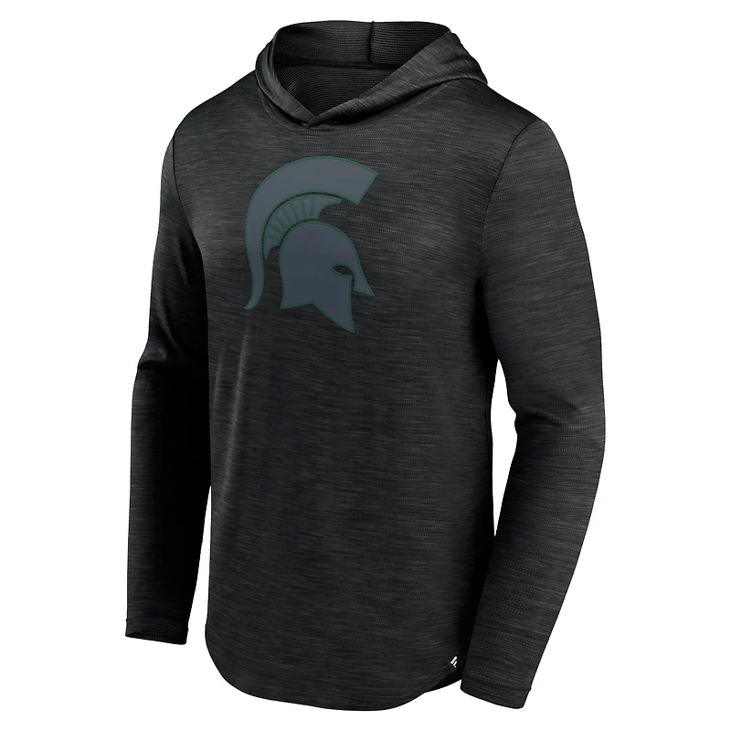 T-shirt à capuche de transition pour hommes marque Fanatics Heather Black Michigan State Spartans