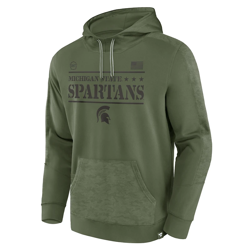 Sweat à capuche pour hommes Fanatics Olive Michigan State Spartans OHT Military Appréciation Pochoir