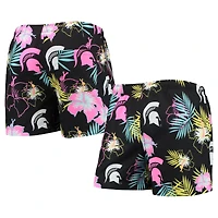 Men's FOCO Black Michigan State Spartans Neon Floral Swim Trunks