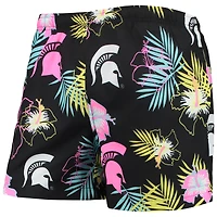 Men's FOCO Black Michigan State Spartans Neon Floral Swim Trunks