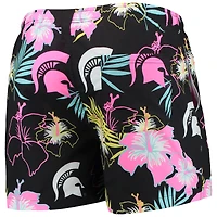 Men's FOCO Black Michigan State Spartans Neon Floral Swim Trunks
