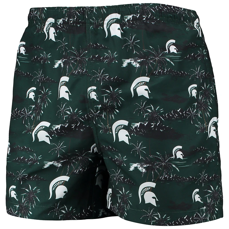 Men's FOCO Green Michigan State Spartans Island Palm Swim Trunks