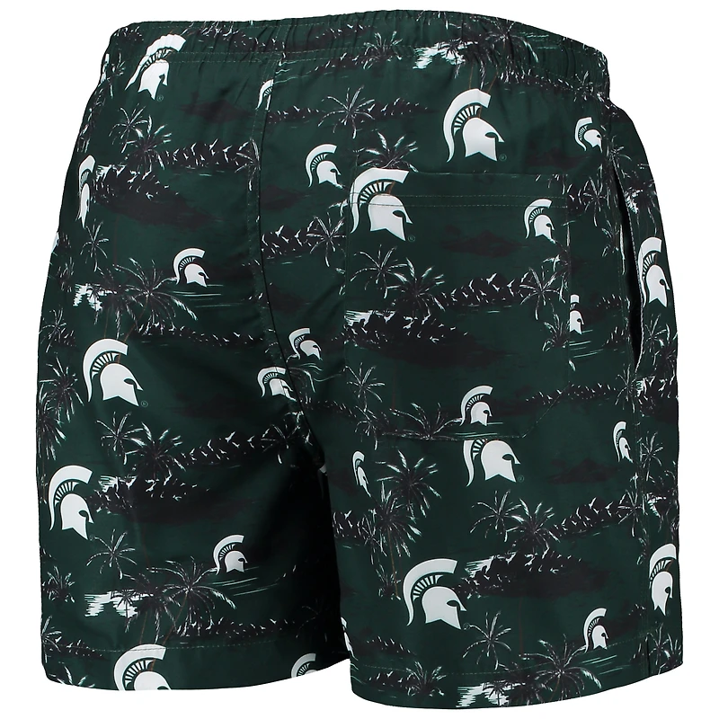 Men's FOCO Green Michigan State Spartans Island Palm Swim Trunks