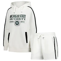 Men's Gameday Couture Cream Michigan State Spartans Down, Set, Go Hoodie and Shorts Lounge Set