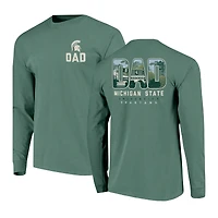 Men's Green Michigan State Spartans Father's Day Campus Drawing Long Sleeve T-Shirt