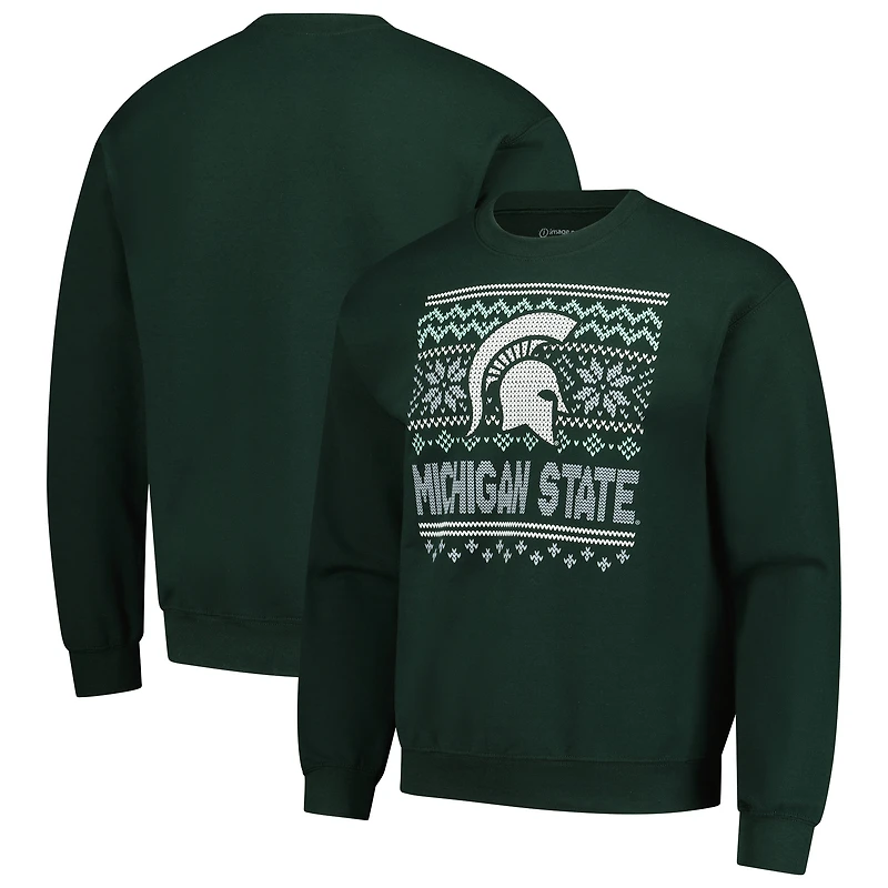 Men's Green Michigan State Spartans Holiday Fleece Sweatshirt
