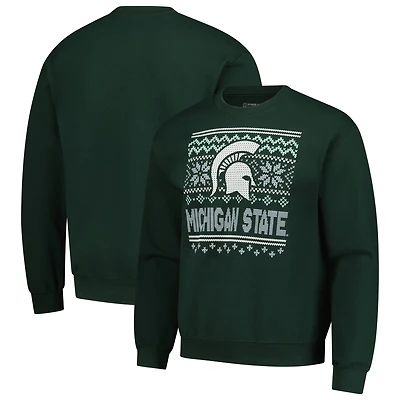 Men's  Green Michigan State Spartans Holiday Fleece Sweatshirt