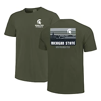 T-shirt rayé vert pour homme Michigan State Spartans Campus Skyline