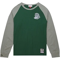 T-shirt vert à manches longues raglan flammé légendaire des Michigan State Spartans de Mitchell & Ness pour hommes