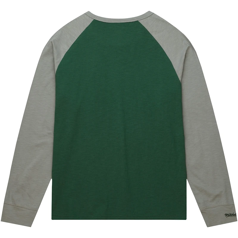 T-shirt vert à manches longues raglan flammé légendaire des Michigan State Spartans de Mitchell & Ness pour hommes