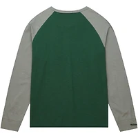 T-shirt vert à manches longues raglan flammé légendaire des Michigan State Spartans de Mitchell & Ness pour hommes