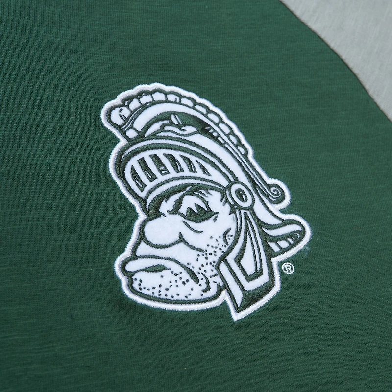 T-shirt vert à manches longues raglan flammé légendaire des Michigan State Spartans de Mitchell & Ness pour hommes