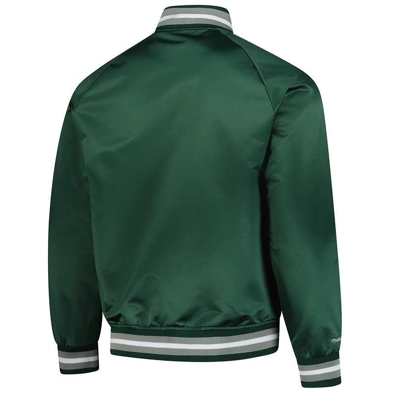 Men's Mitchell & Ness Green Michigan State Spartans Lightweight Current Logo Satin Full-Snap Jacket