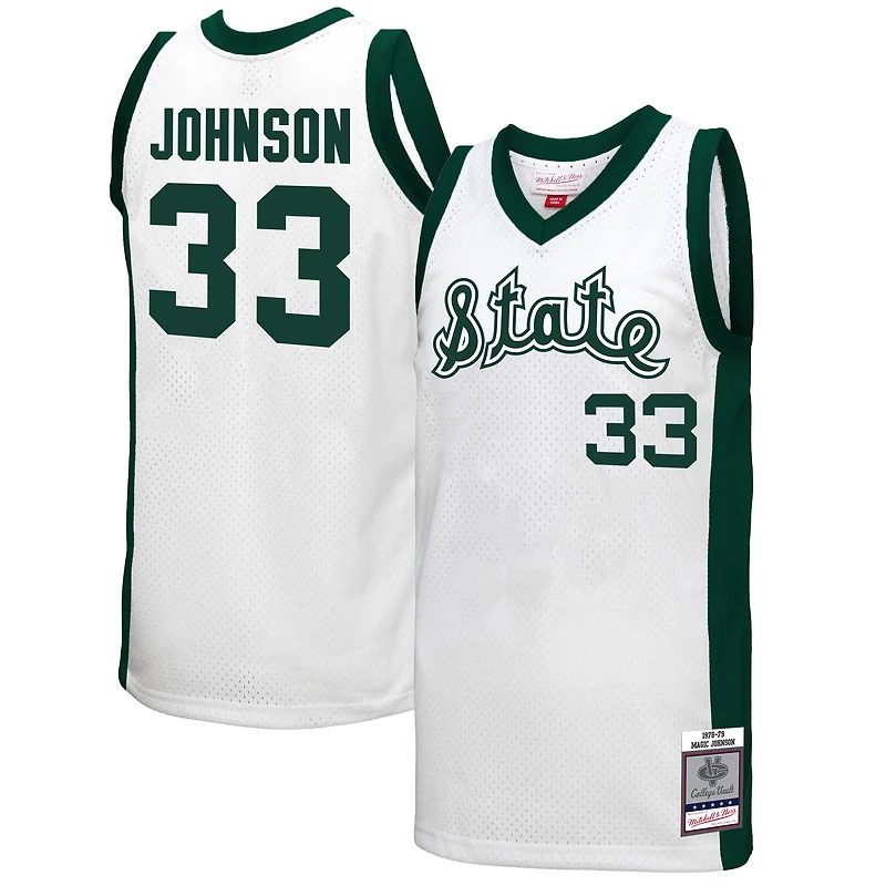 Maillot Swingman Mitchell & Ness Magic Johnson blanc Michigan State Spartans 1978 pour hommes