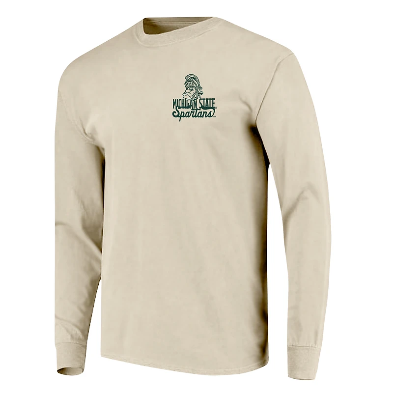 T-shirt à manches longues pour homme, motif mascotte des Spartans de l'État du Michigan, couleurs naturelles et confortables