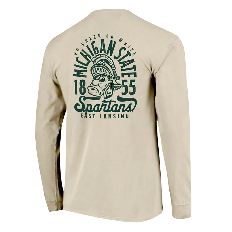T-shirt à manches longues pour homme, motif mascotte des Spartans de l'État du Michigan, couleurs naturelles et confortables