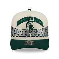 Men's New Era Cream/Green Michigan State Spartans March Madness Historic Collection 9FIFTY A-Frame Snapback Hat