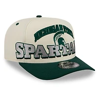 Men's New Era Cream/Green Michigan State Spartans March Madness Historic Collection 9FIFTY A-Frame Snapback Hat