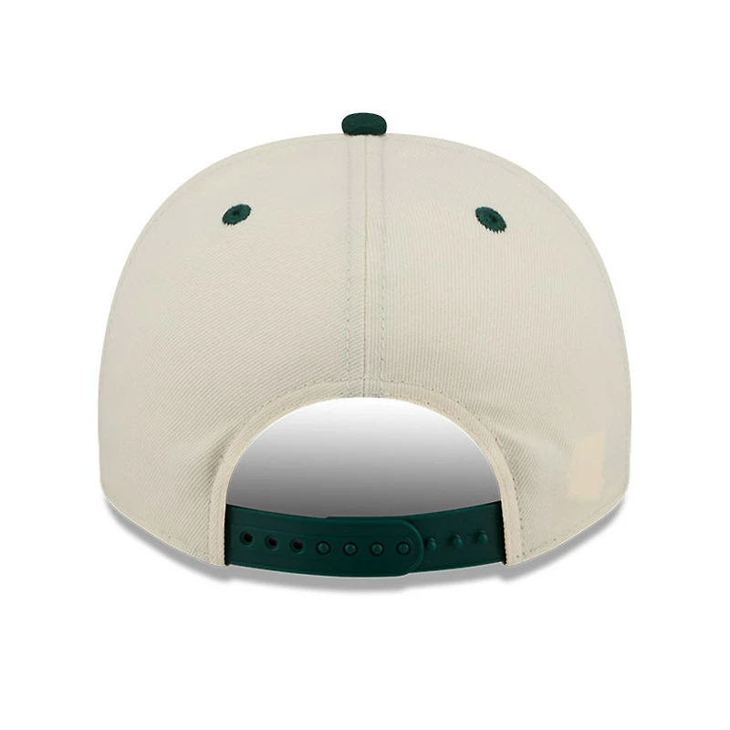 Casquette snapback New Era 9FIFTY A-Frame crème/verte pour homme, collection historique March Madness des Spartans de l'Université d'État du Michigan