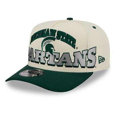 Casquette snapback New Era 9FIFTY A-Frame crème/verte pour homme, collection historique March Madness des Spartans de l'Université d'État du Michigan