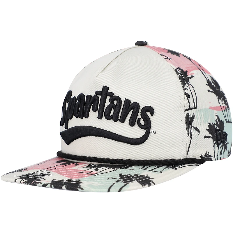 Casquette Snapback Golfeur High Tide Michigan State Spartans New Era crème pour homme