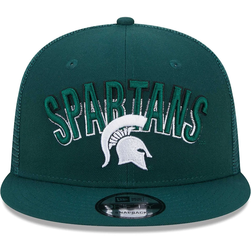 Casquette Snapback 9FIFTY verte Michigan State Spartans Grade Trucker New Era pour homme