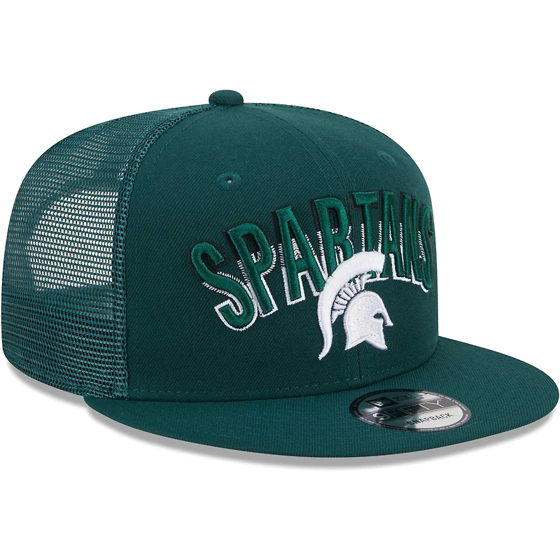 Casquette Snapback 9FIFTY verte Michigan State Spartans Grade Trucker New Era pour homme
