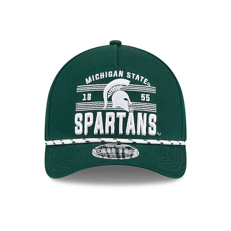 Casquette ajustable New Era verte pour homme Michigan State Spartans, édition spéciale March Madness 9FORTY M-Crown