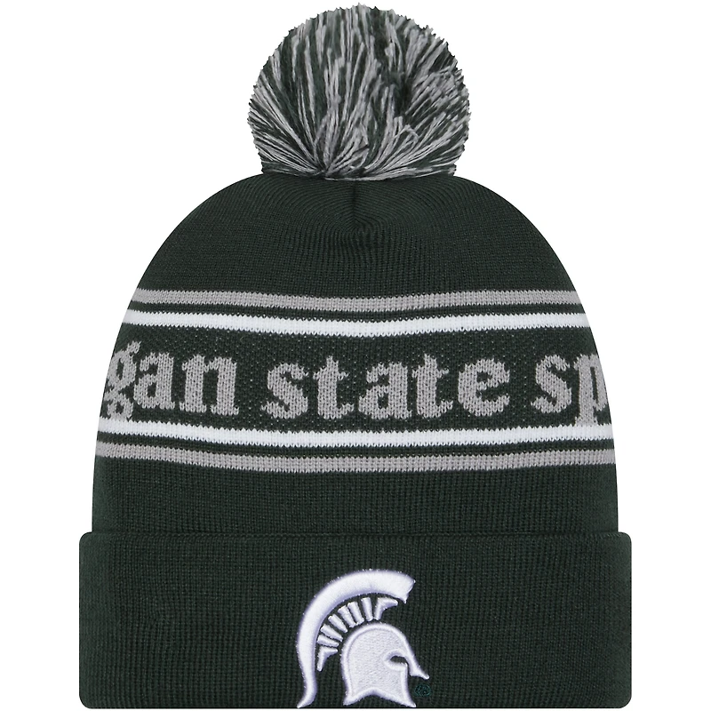 Bonnet en tricot à revers et pompon New Era pour hommes, Michigan State Spartans Marquee
