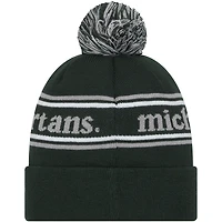 Men's New Era Green Michigan State Spartans Marquee Cuffed Knit Hat with Pom