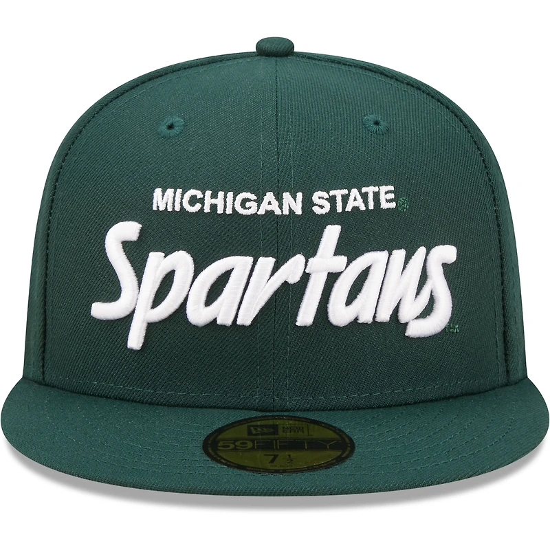Casquette ajustée 59FIFTY verte Michigan State Spartans Script Original New Era pour homme