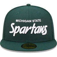 Casquette ajustée 59FIFTY verte Michigan State Spartans Script Original New Era pour homme