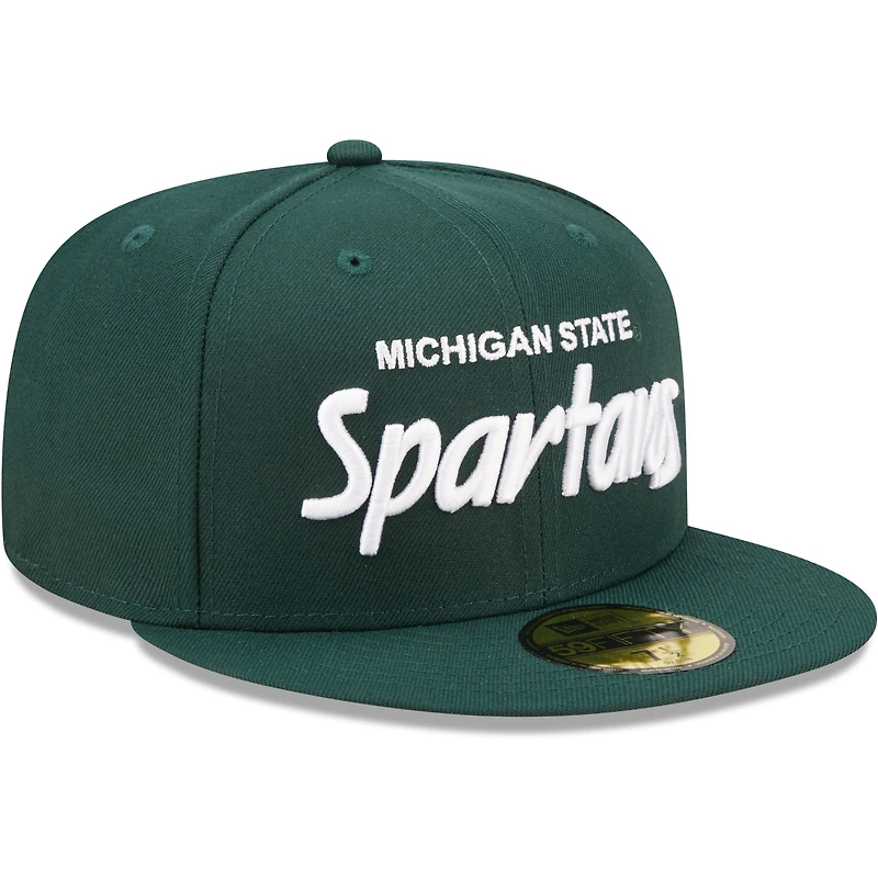 Casquette ajustée 59FIFTY verte Michigan State Spartans Script Original New Era pour homme