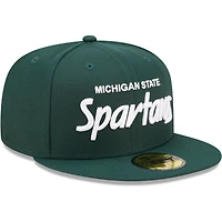 Casquette ajustée 59FIFTY verte Michigan State Spartans Script Original New Era pour homme