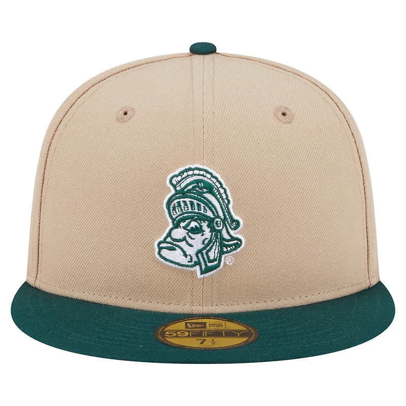 Men's New Era  Khaki Michigan State Spartans Throwback Two-Tone 59FIFTY Fitted Hat