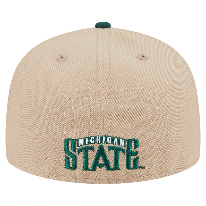 Men's New Era  Khaki Michigan State Spartans Throwback Two-Tone 59FIFTY Fitted Hat